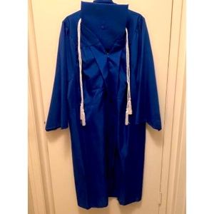 Jostens Royal Blue Cap and Gown + White Robe